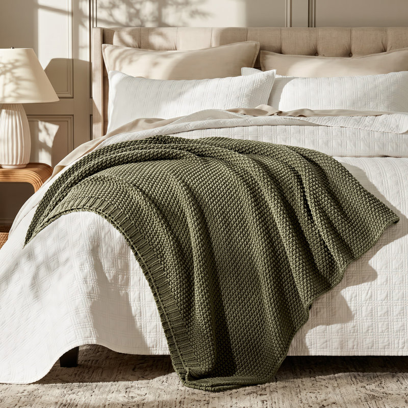 Jeté en coton EverGrace, Twin (60" x 80"), Olive Green