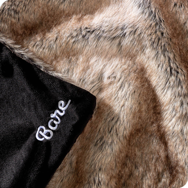Cozy Variegated Chestnut Faux Fur & Fleece Throw Blanket