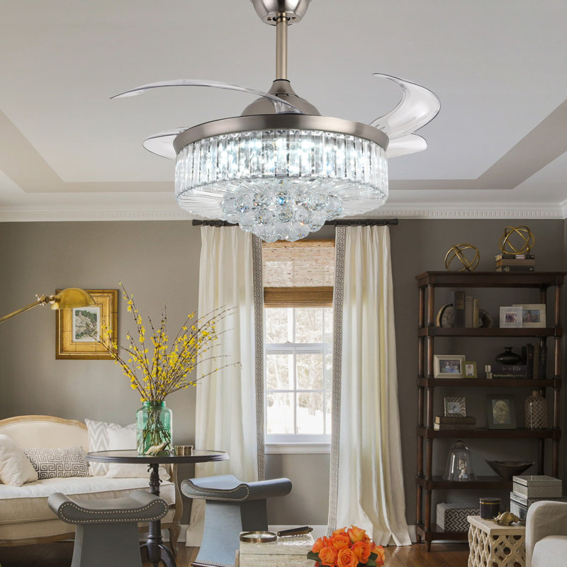 Jadarien Ceiling Fan with LED Lights, Silver