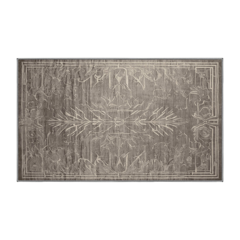 Machine Washable Gray Area Rug, Rectangle 5' x 8'