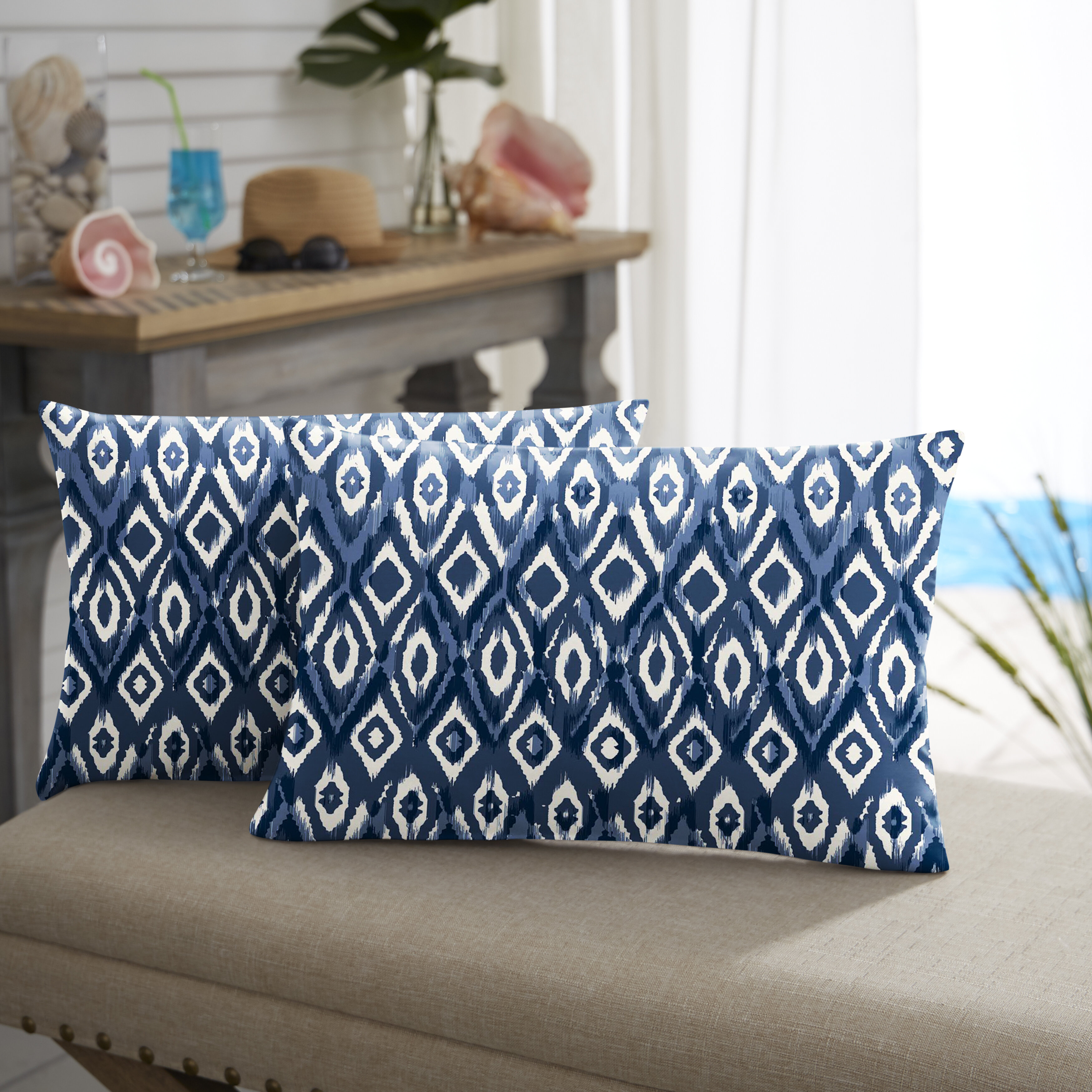 Mercury Row Demers Ikat Polyester Indoor Outdoor Throw Pillow