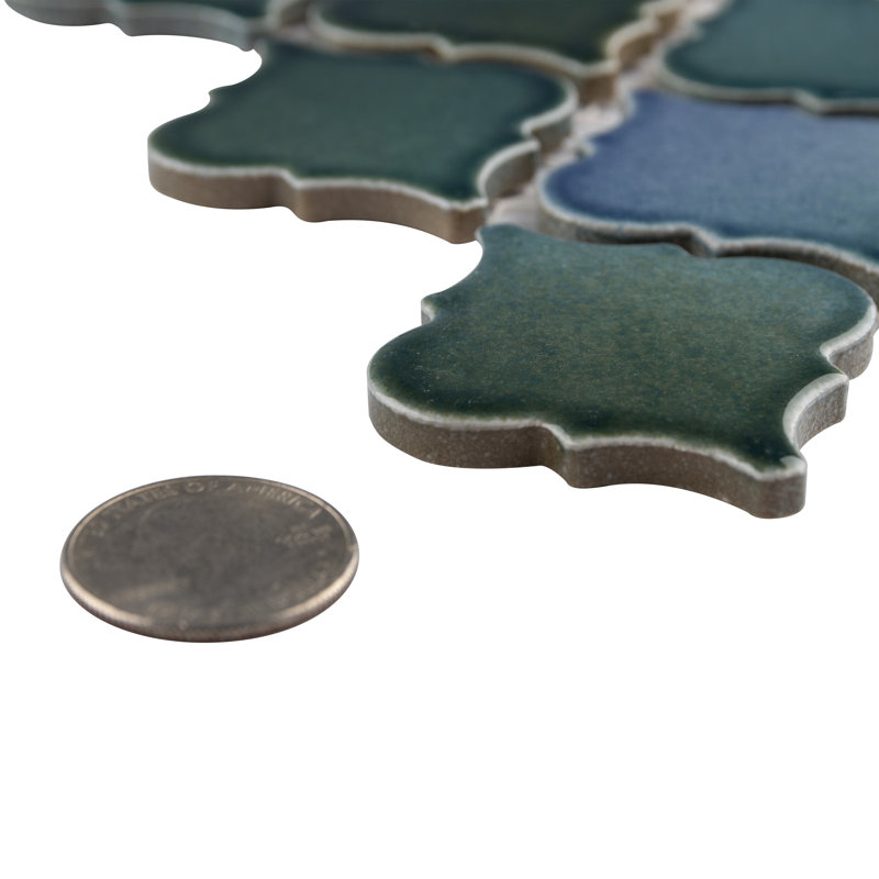 Hudson Tangier 2" x 2" Porcelain Arabesque Mosaic Wall & Floor Tile, Lagoon