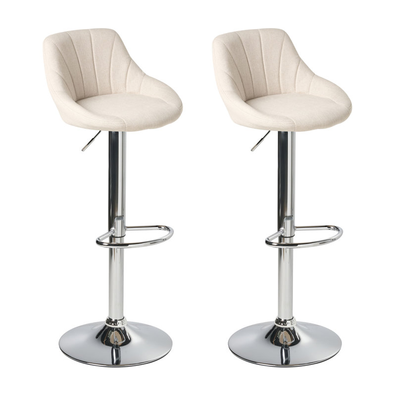 Swivel Upholstered Adjustable Height Counter Stool with Metal Frame, Beige