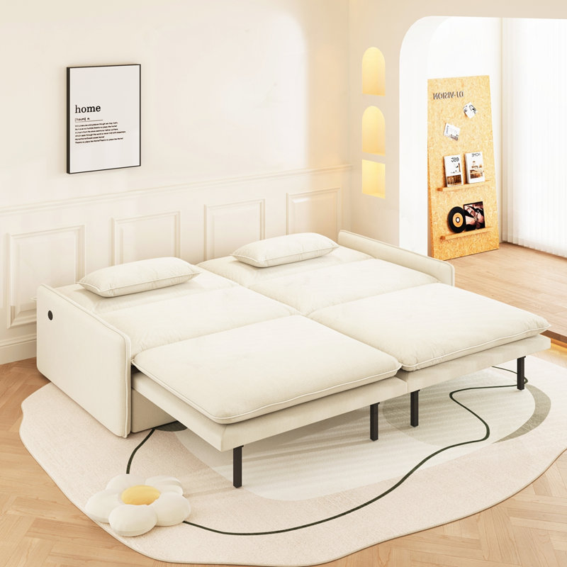 Canapé-lit convertible 4 places, Blanc beige