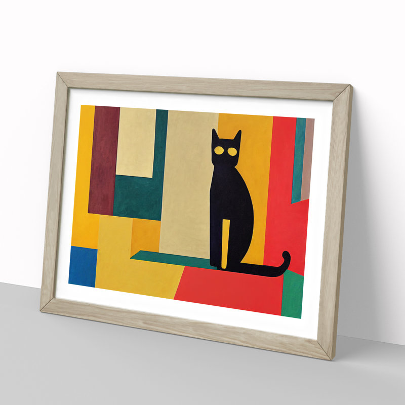 Abstract Cat Vol.4 - Framed Print, 25cm H x 34cm W x 2cm D, Oak