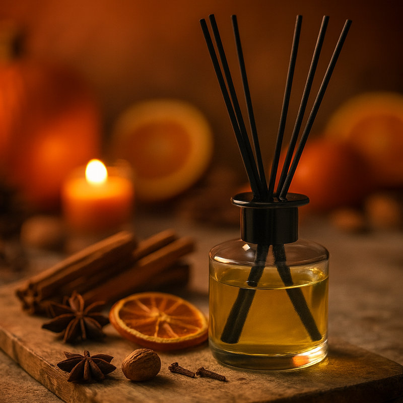 Nicola Spring Scented Glass Reed Diffuser, Yellow, Pumpkin Spice
