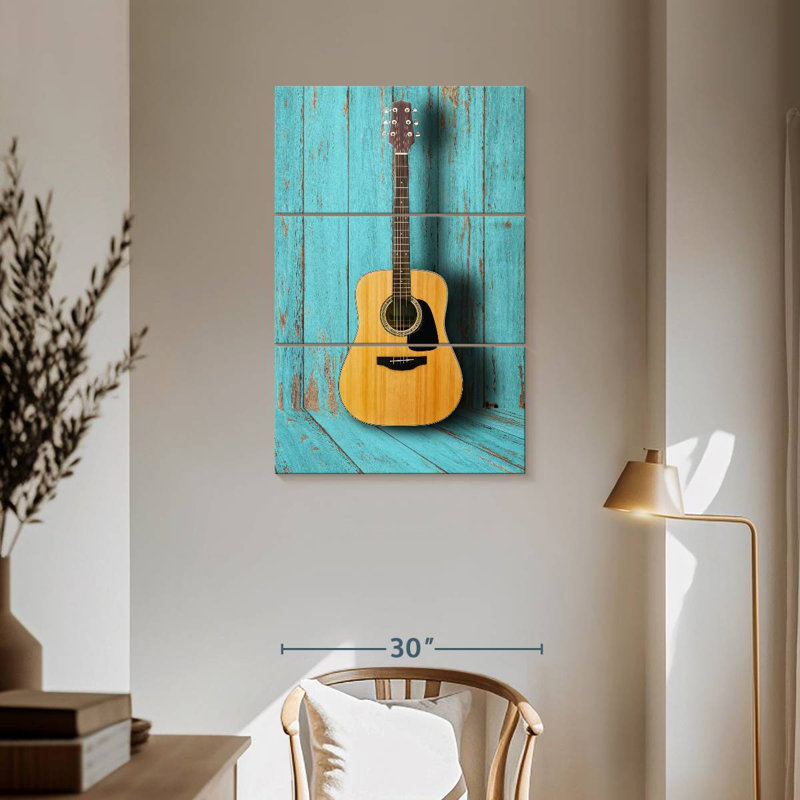 Guitare Abarca dans la chambre bleue, H 57 po x l 36 po