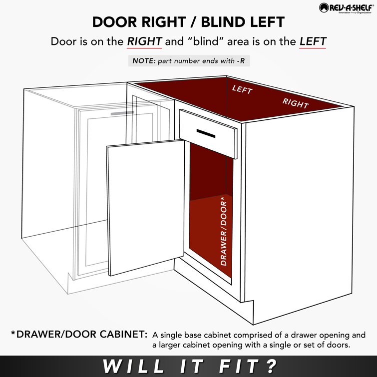 Rev-A-Shelf 33 Inch Width The Cloud 2-Tier Pull-Out Right Door Blind Corner  Organizer, for 15 H Cabinet Opening, Chrome/Maple 5372-15-MP-R