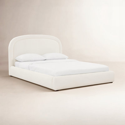 Grand lit Platon en chenille blanc polaire