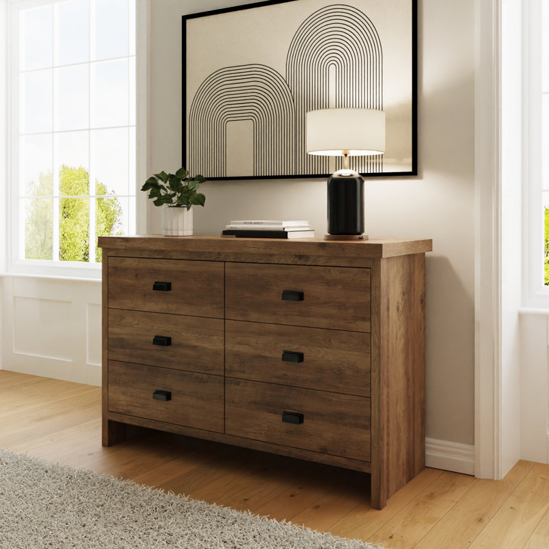 Almudena 112.5 cm W Chest of 6 Drawers, Grey