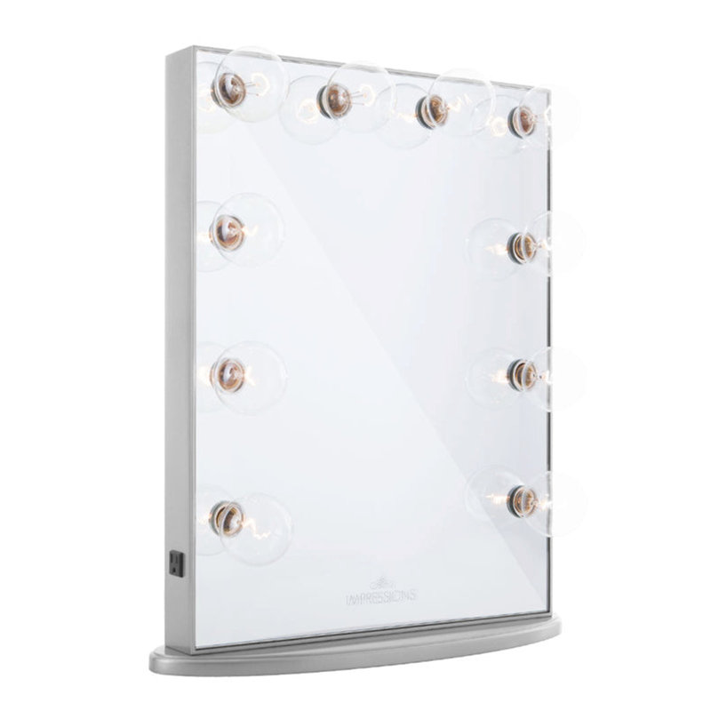 Hollywood Glow Vanity Mirror with 10 Clear LED Bulbs Vanity Dressing Mirror Base and Power Outlet, 26.5 H x 19.5 W