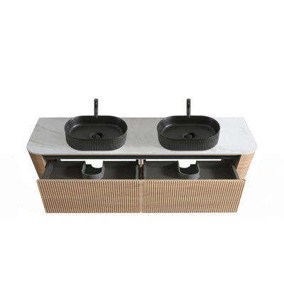 Meuble-lavabo double en céramique