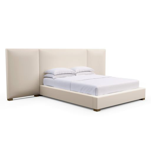Upholstered Bed, Box Weave Linen Black Jack, Weathered, Twin