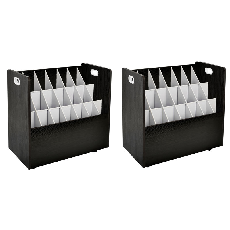 Adiroffice 21-Slot Mobile Rolling Wood Blueprint Roll File Large Document Organizer, Black