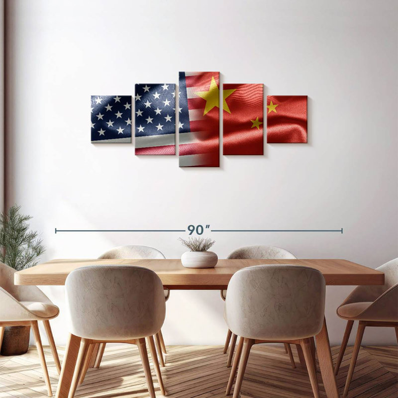 China And USA Flag, 30" H x 68" W