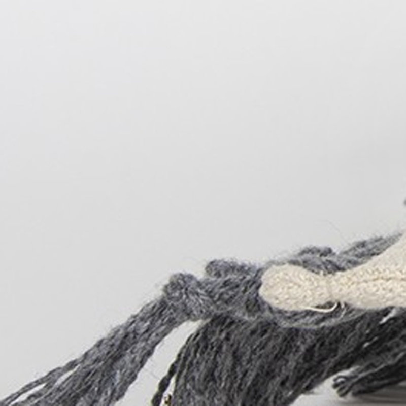 Coussin lombaire tressé à franges en macramé, Gris