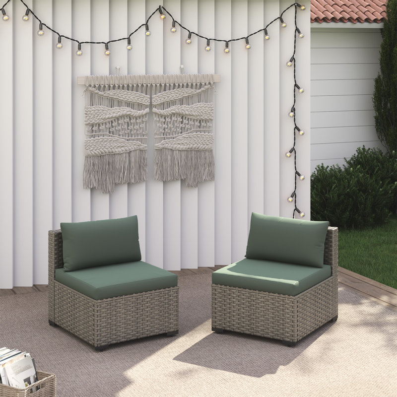 Ensemble de 2 chaises d'extérieur en osier pour l'extérieur, Vert