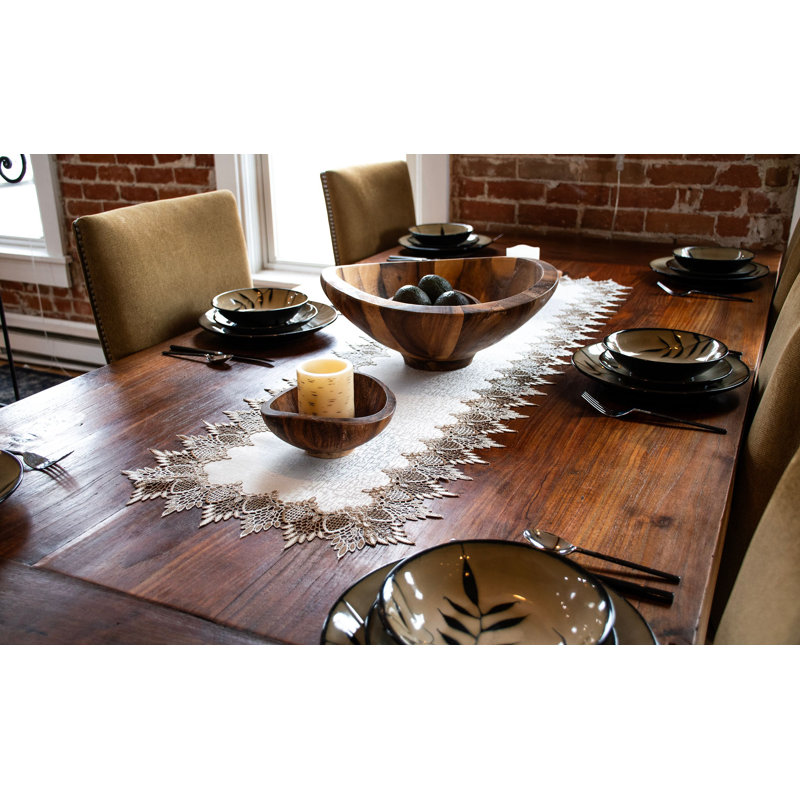 Petrosky Neutral Earth Tones White Jacquard Runners, 54" x 16"