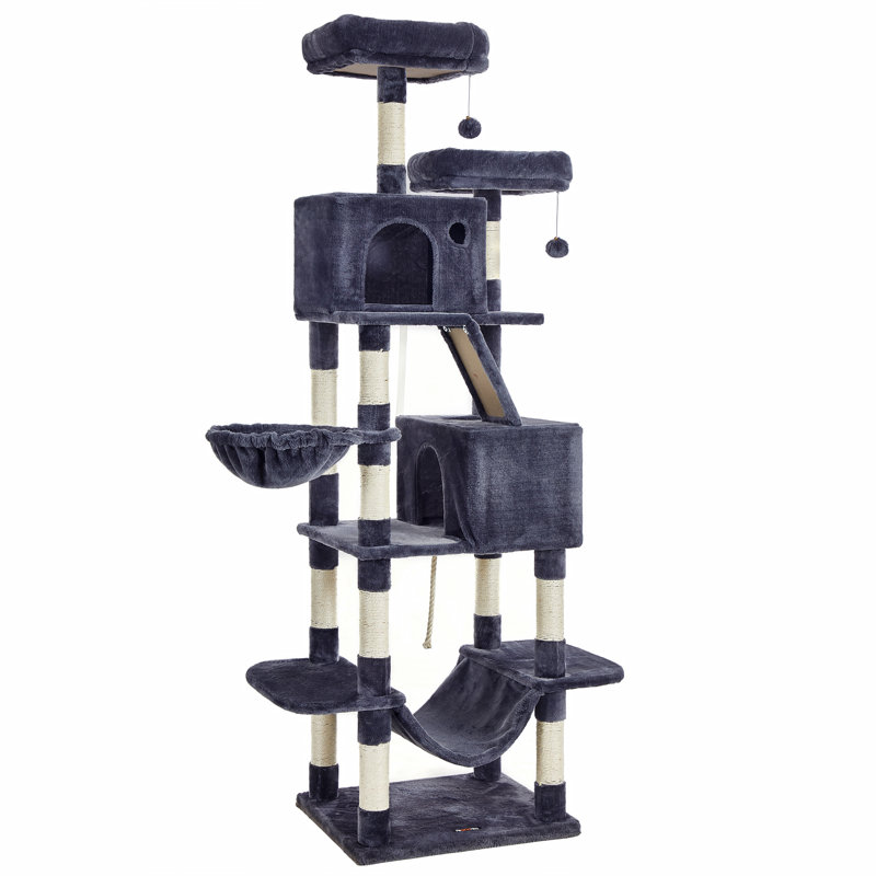 206cm H Cat Tree, Dark Grey, 206cm H X 50cm W X 60cm D