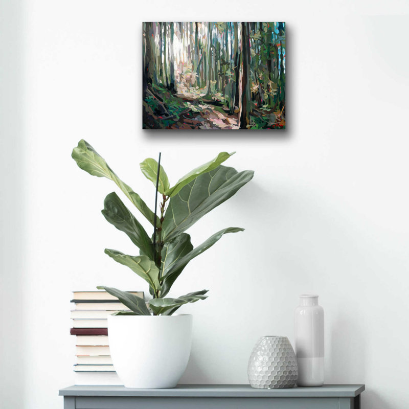 «Forest Light» par Joanne Hastie, art mural en verre acrylique épique, 24 po x 16 po, H 12 po x l 16 po x P 0,13 po