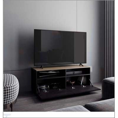 Meuble télé moderne avec tablettes ouvertes et console compacte à profil minimaliste Colman pour salon ou chambre à coucher