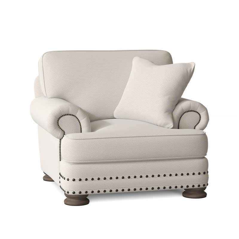 Foster 46" Wide Armchair, Cream Chenille 1345-002, Antique Gold