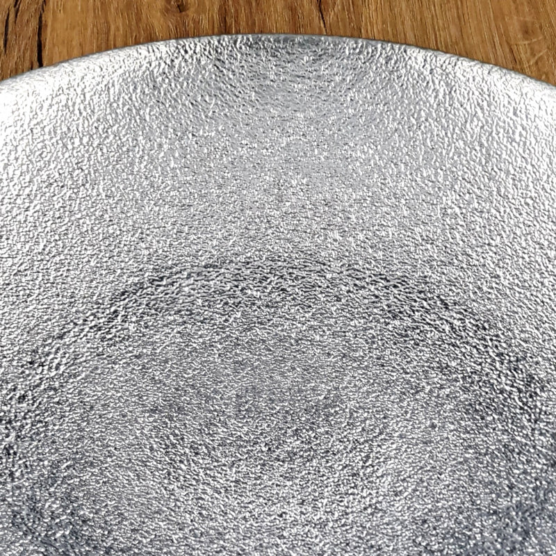 Assiette décorative en verre argentée, H 2,5 po x l 16 po x P 16 po