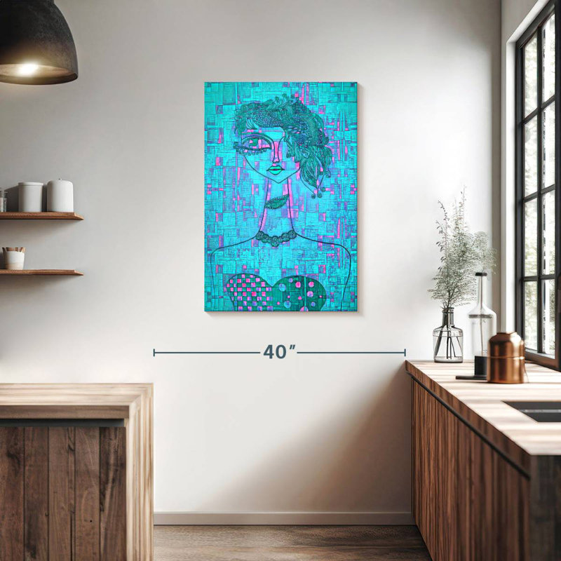 Dame cubiste à long cou, H 36 po x l 24 po