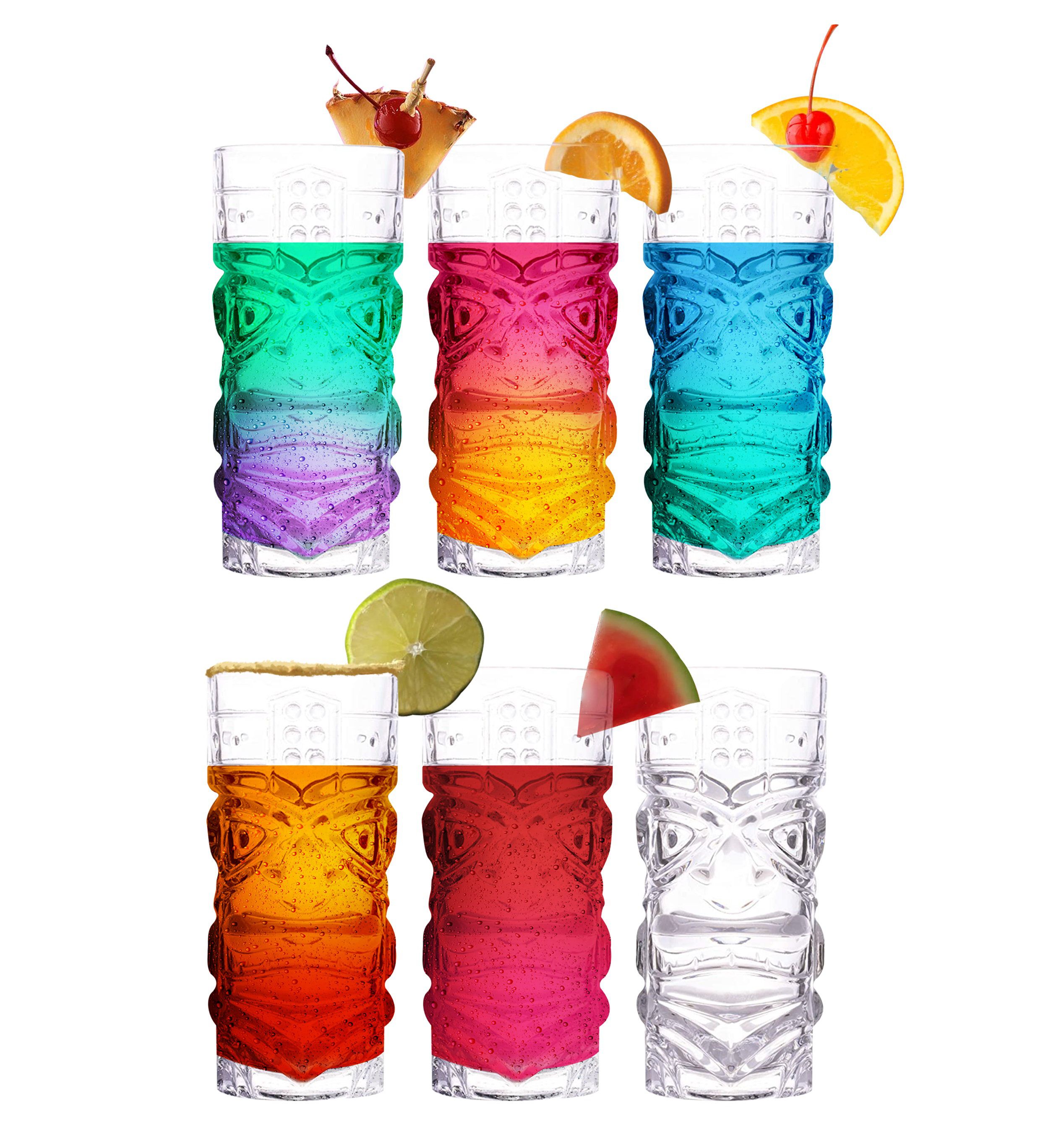 Drinking Glasses Set 6 Barware Tumblers Highball Juice Tall Coktail Clear  Glass