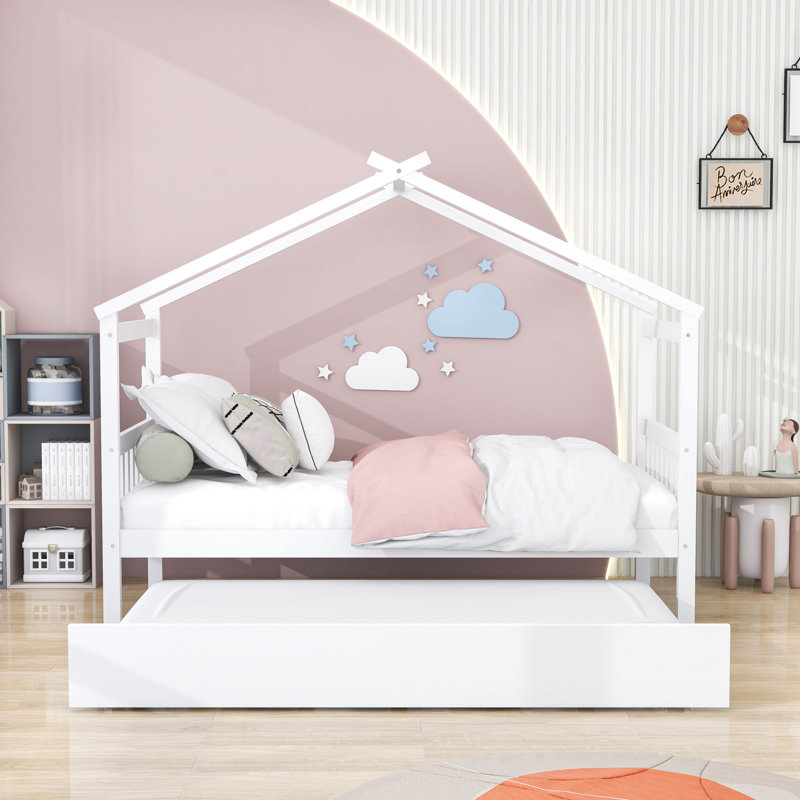 Patchin Wood Daybed with Trundle and Slats, White, Twin