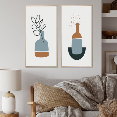 Minimalistic Creative Designs in Retro Colors IX - ensemble de 2 peintures