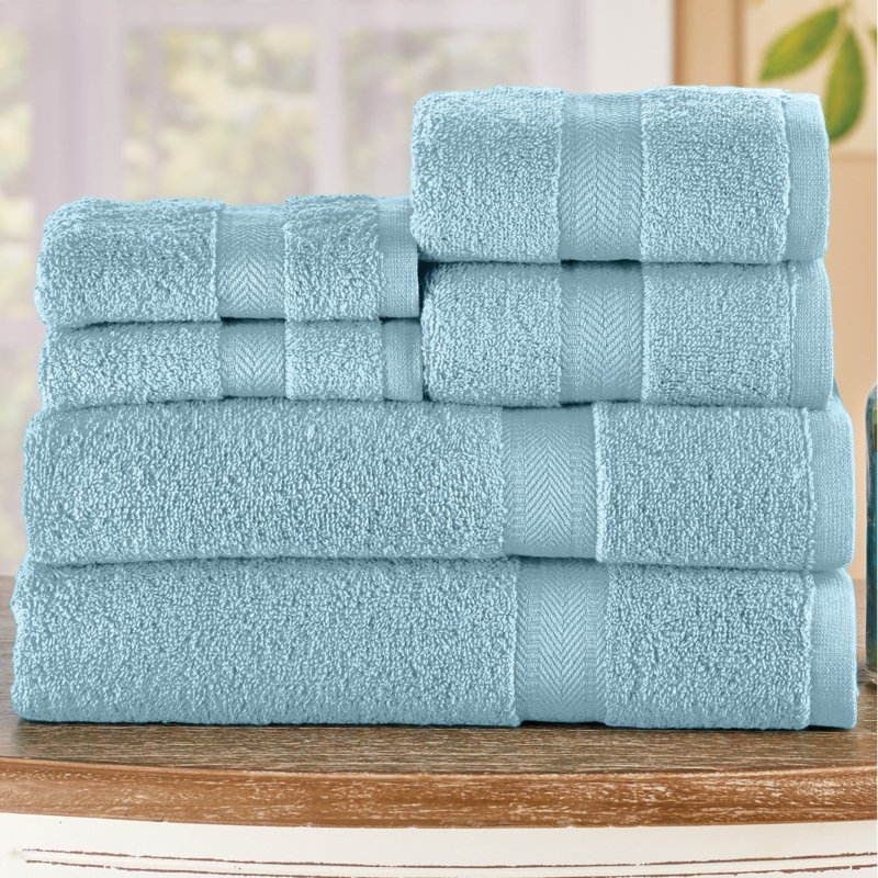 Ensemble de serviettes 6 pièces 100% coton Brooke-Louise, Bleu clair