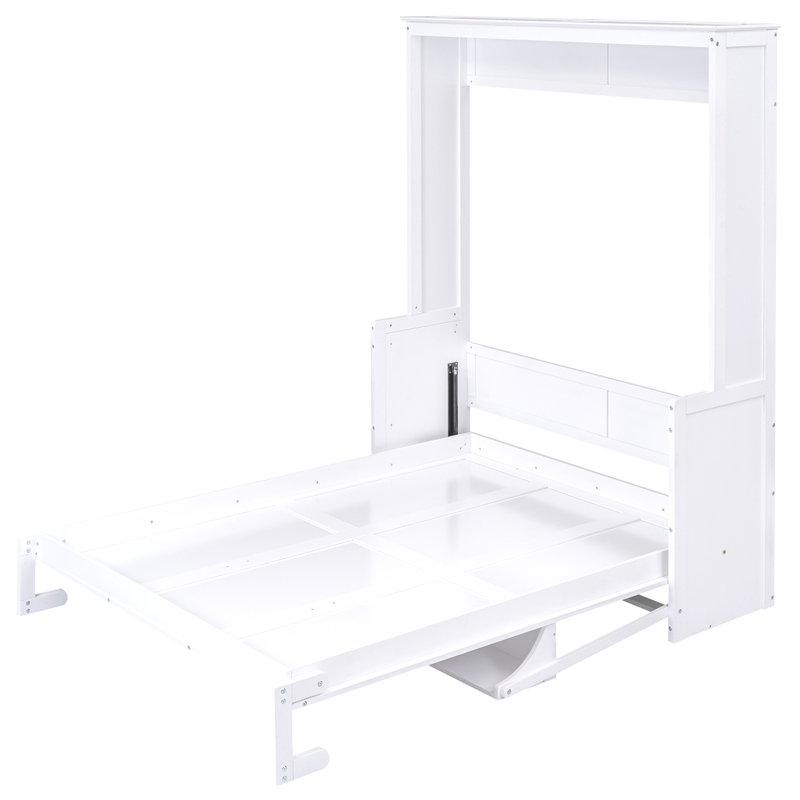 Grand lit escamotable avec tablette, blanc