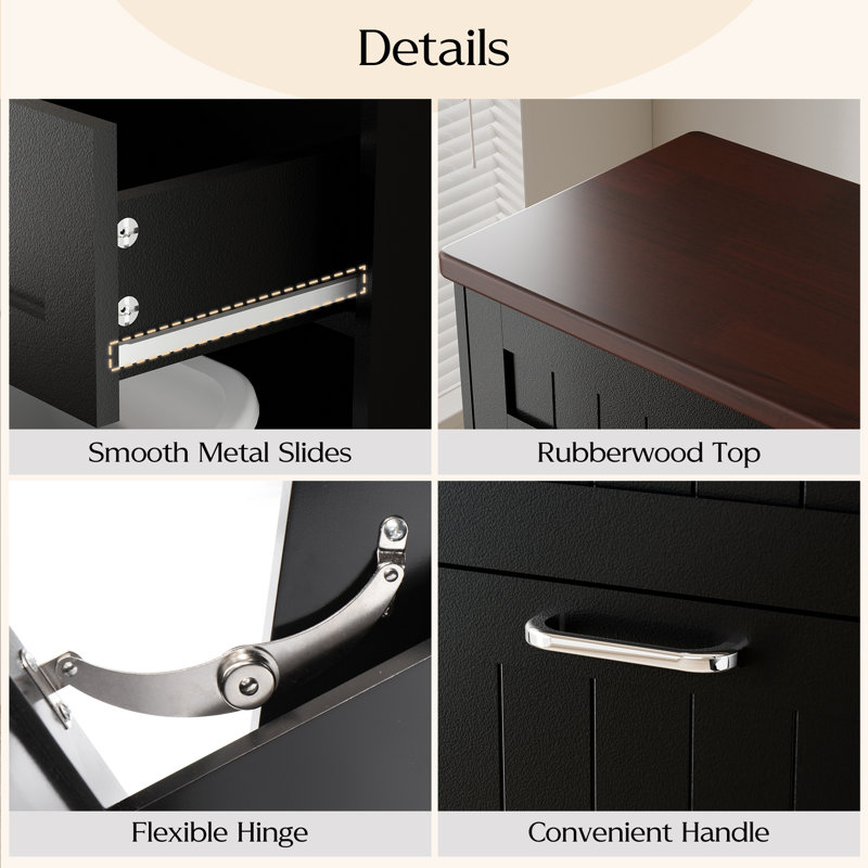Black Double Tilt Out Trash Cabinet with Countertop and Drawer