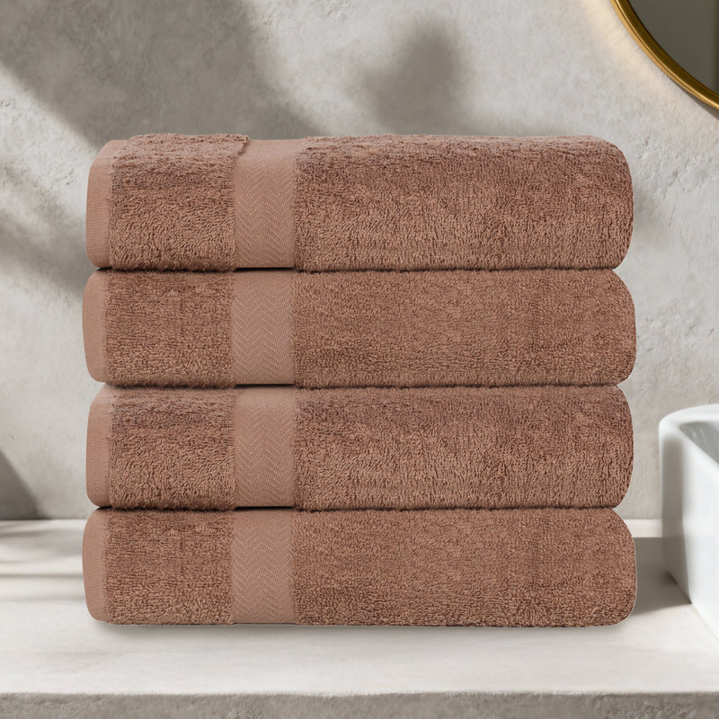 Ensemble de serviettes de bain en coton léger à séchage rapide, Café au lait, Serviette de bain - paquet de 4