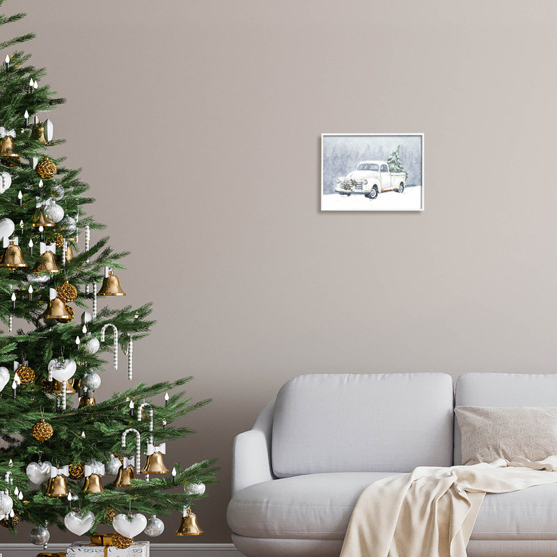 Camion de neige saisonnier Niveous AT-125, H 11 po x l 14 po x P 1,5 po, Giclée encadrée blanc bord de mer