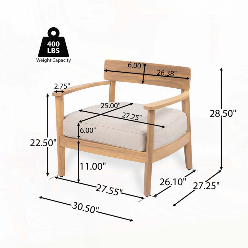 Outdoor Patio Acacia Wood Patio Armchair
