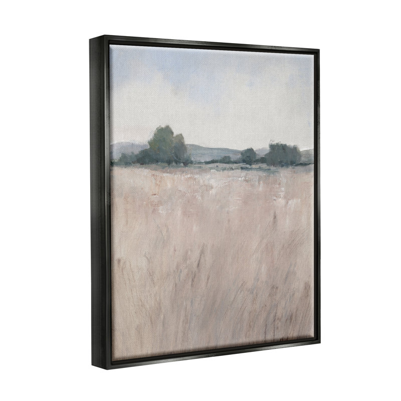 Paysage abstrait de prairie de campagne par Tim Otoole - Peinture sur toile, Cadre flottant noir de jais
