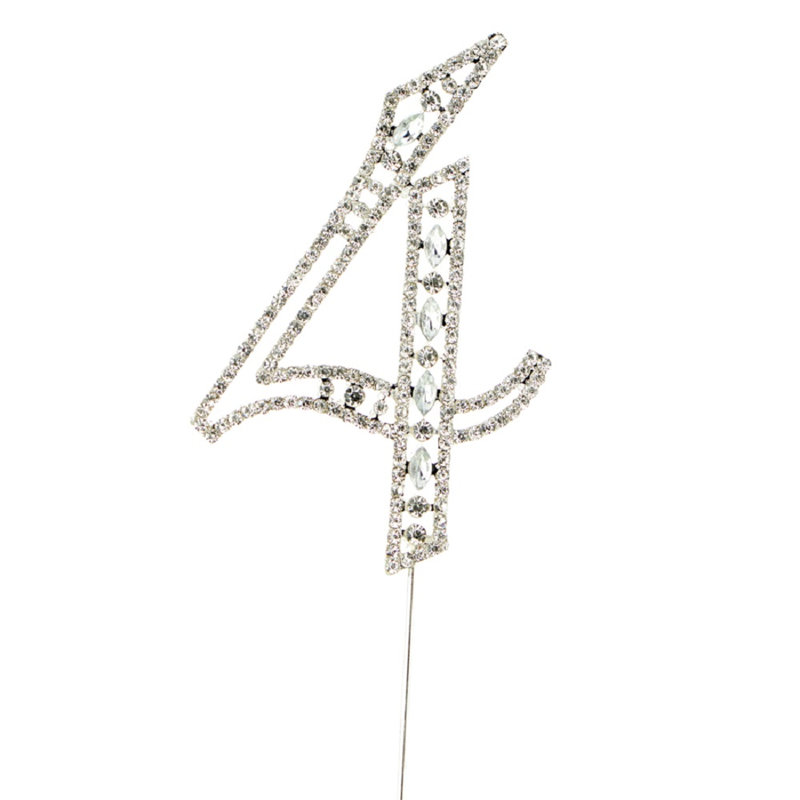Surmatelas à gâteau 4 rhinestone, Argent