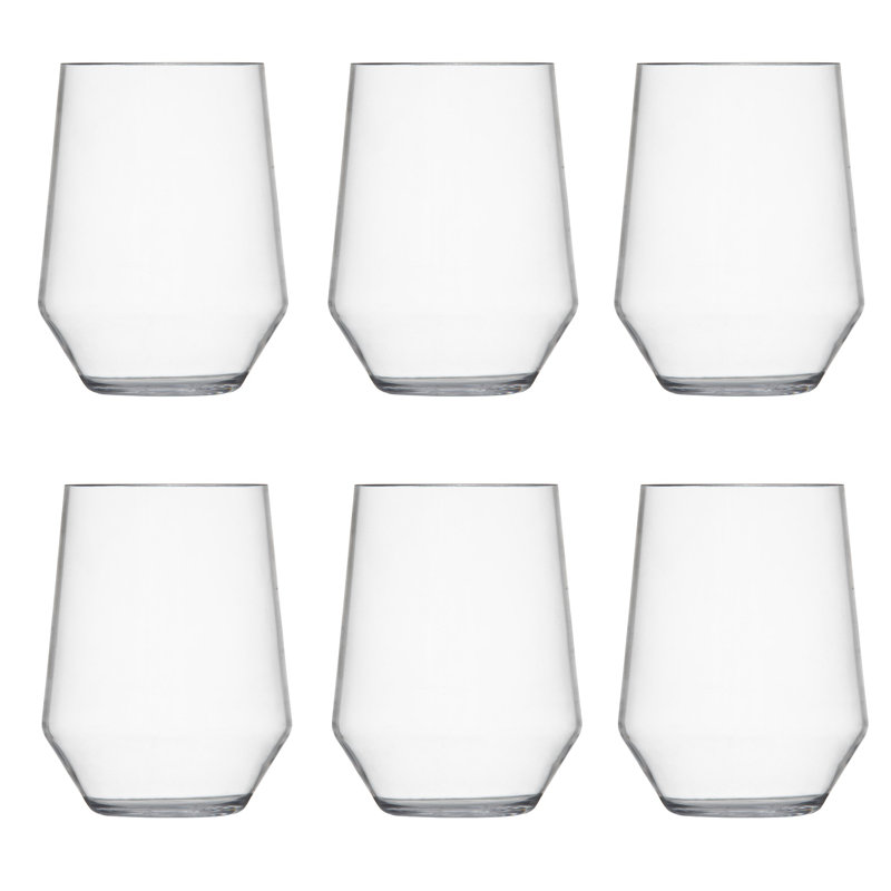 Fortessa Sole Outdoor Shatter Resistant BPA Free Premium Copolyester Plastic Drinkware 6 Pack, Terra Cotta Orange, Stemless Wine Glass