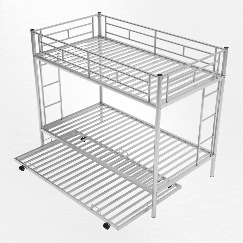 Lechlade Kids Twin Over Twin Bunk Bed, Silver