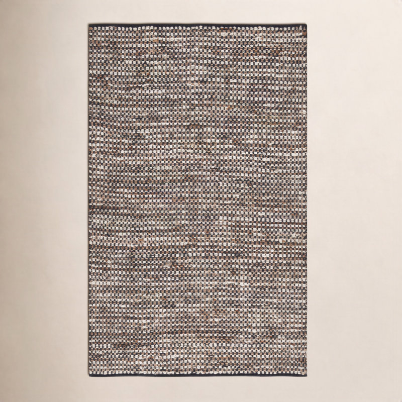 Gabino Geometric Handmade Flatweave Area Rug in Black/Ivory, Rectangle 3' x 5'