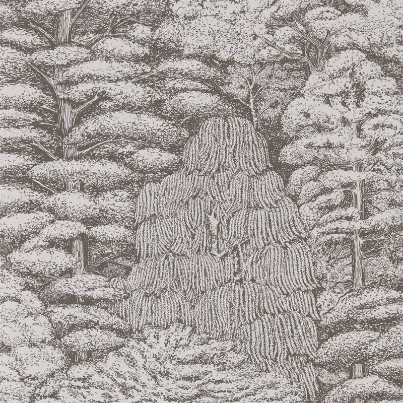 Woodland Toile Wallpaper, Ivory/Charcoal