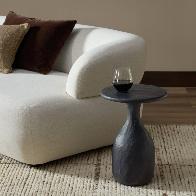 Cora End Table, Textured Sandy Gray