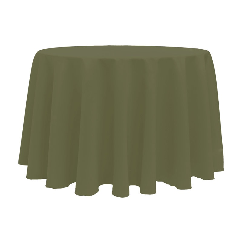 10 Pack Round Polyester Linen Tablecloth, 132" x 132", Olive
