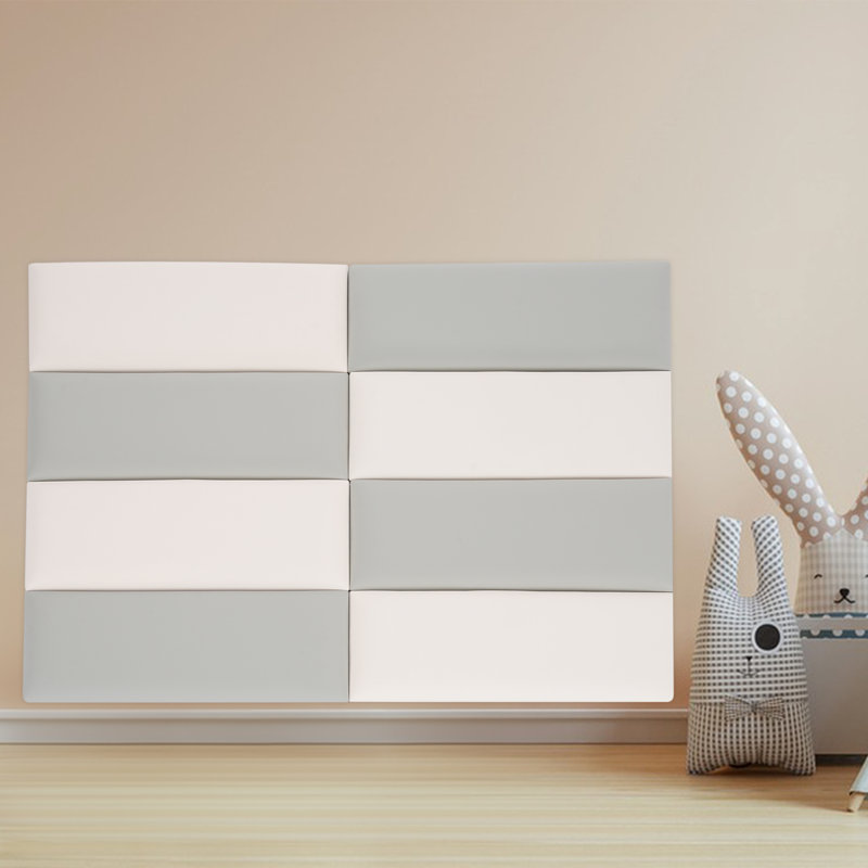 8 panneaux muraux en cuir artificiel, Gris