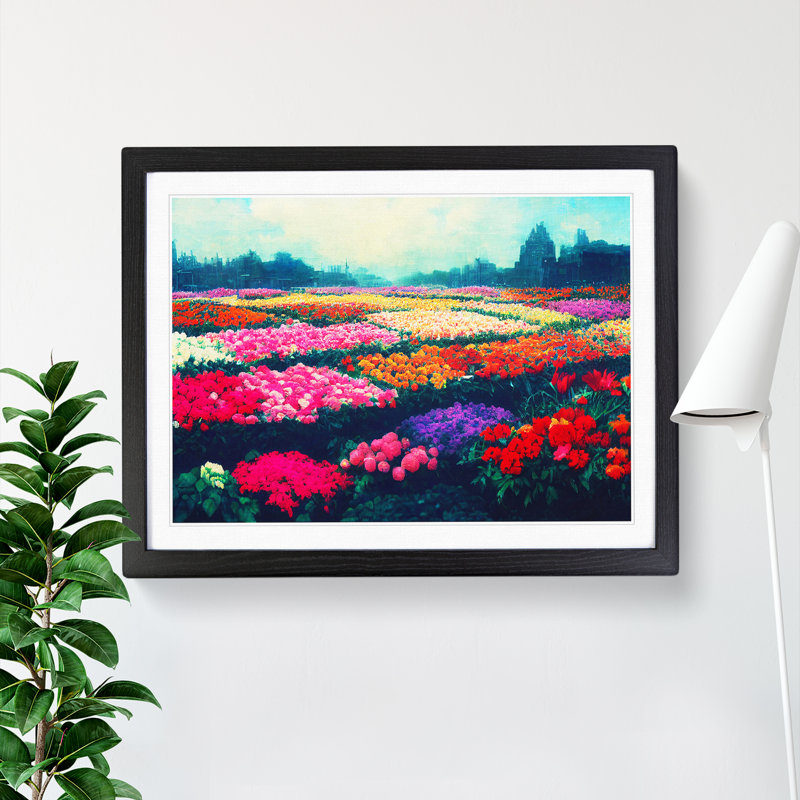 Carefree Flower Market - Single Picture Frame Print, 46cm H x 64cm W x 2cm D, Black Framed