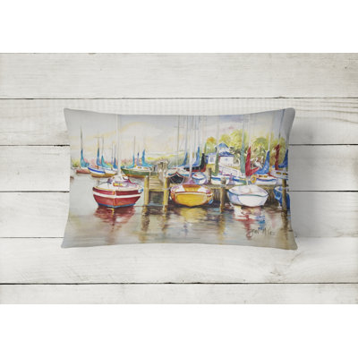 Paradise Yacht Club II Sailboats Indoor/Outdoor Throw Pillow