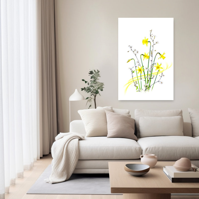 Bright Spring Daffodils Delicate Serene Vibrant Daffodil Nature Spring Wall Art Print 1 Piece Wrapped Canvas Wall Art