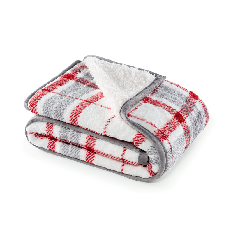 Jeté réversible en sherpa CBCHome, Rouge